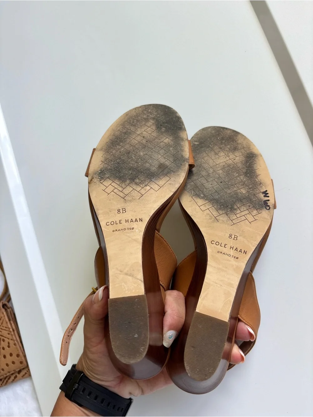 Cole Haan Strappy Tan Wedge Sandals Size 8 B - Picture 4 of 4